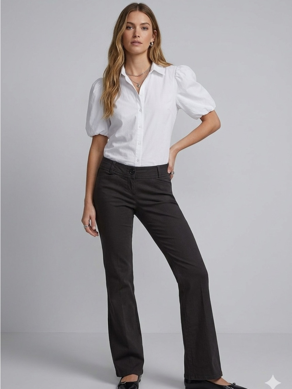 The Limited Drew Fit Pants 4 Dark Gray Boot-Cut Low Rise Y2K